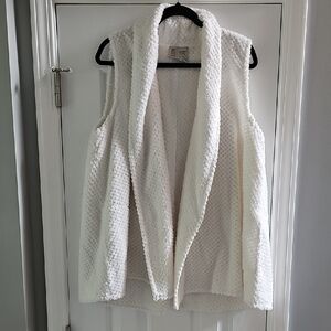 Anthropologie Cozy White Fleece Vest
